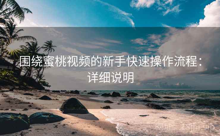 围绕蜜桃视频的新手快速操作流程：详细说明