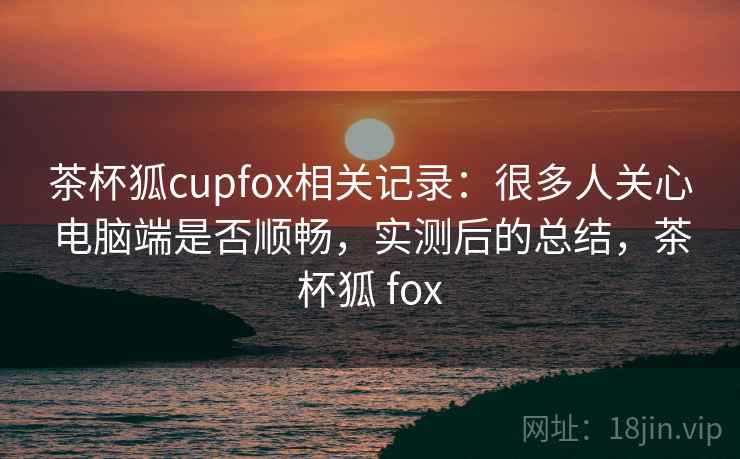 茶杯狐cupfox相关记录：很多人关心电脑端是否顺畅，实测后的总结，茶杯狐 fox